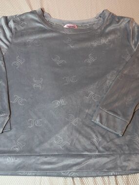 Juicy Couture Velour Sleep Top 1X Gray Monogram Long Sleeve Y2K Lounge Plus Size